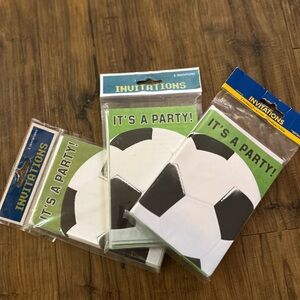 Soccer Party Invitations - Green and Black 3 sets